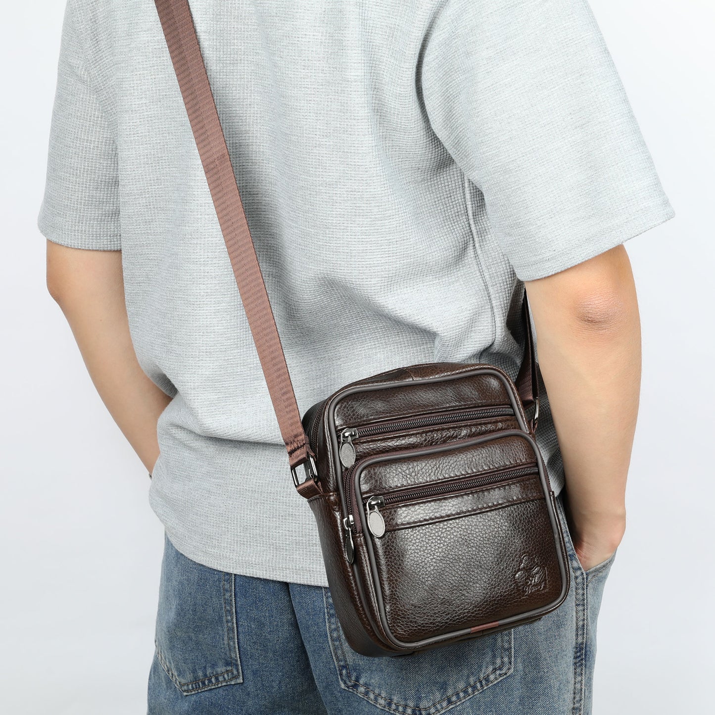 Retro Crossbody Casual Shoulder Satchel Genuine Leather Bag - Model T500