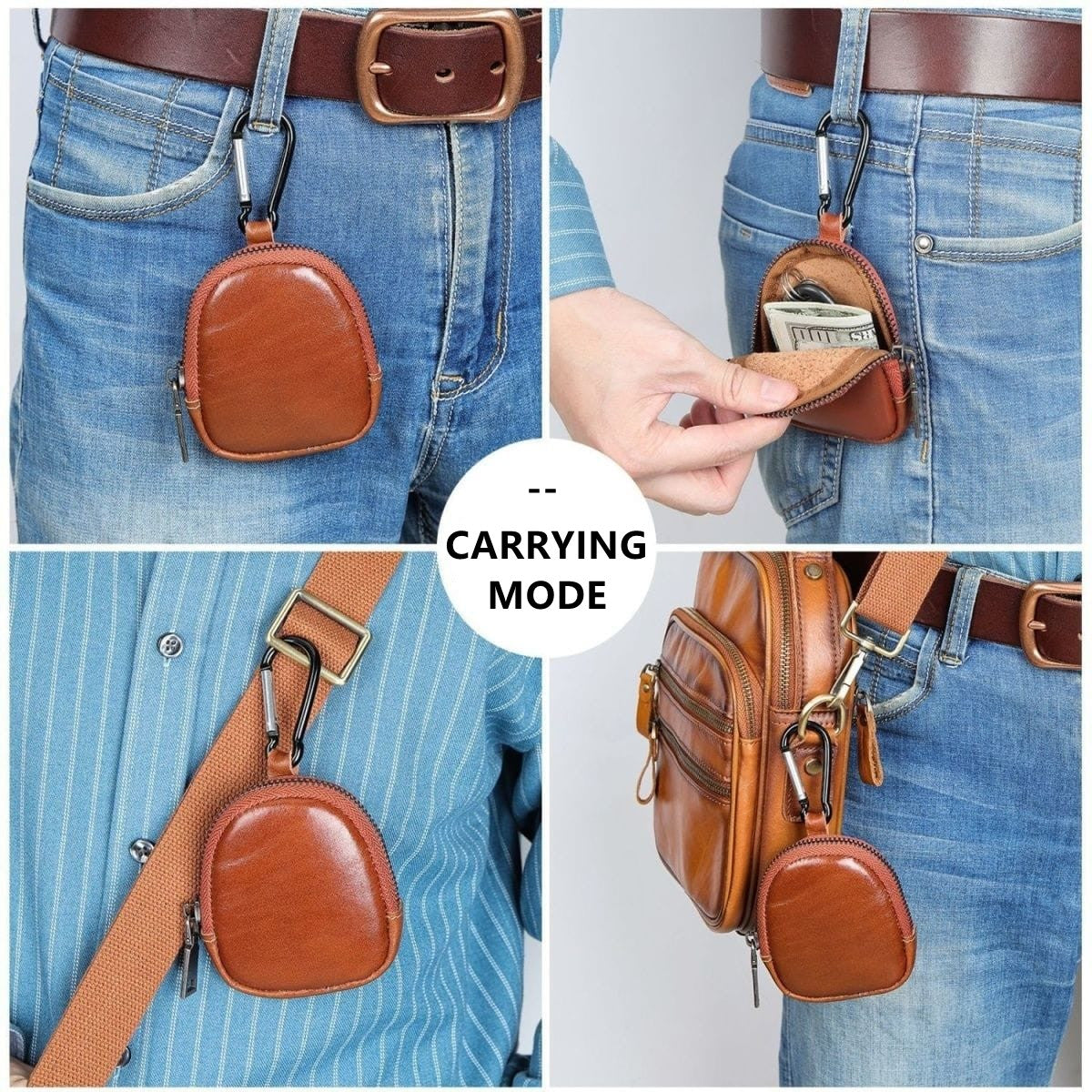SACLASSY Genuine Leather Coin Wallet Card Holder Key Case Coin Pouch 8061