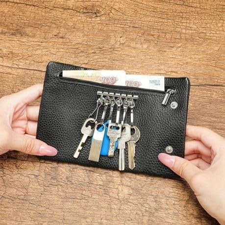 Genuine Leather Cowhide Tri-Fold Wallet Men's Wallet Key Holder - 883