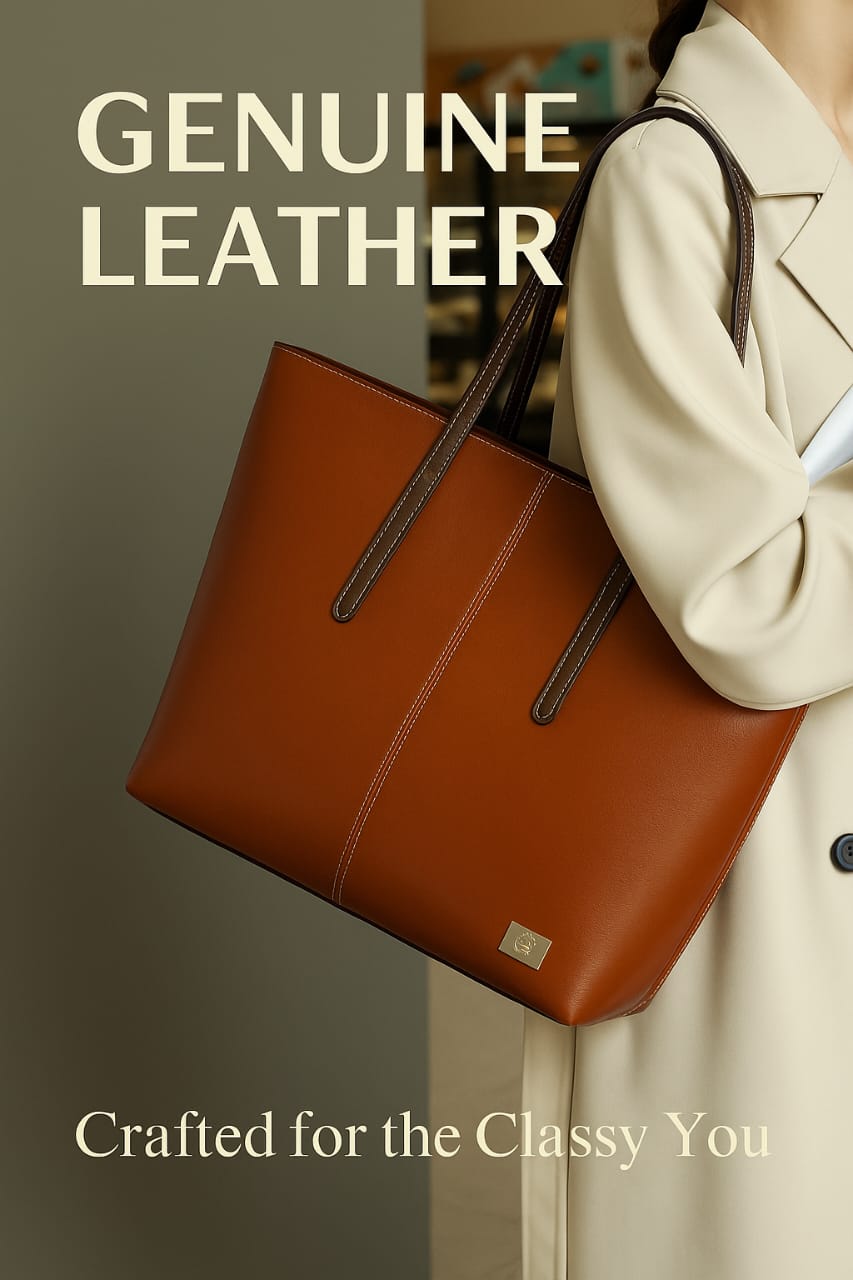 SACLASSY Genuine Leather Large Capacity Shoulder Tote Handbag 3001