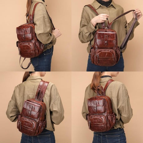 Genuine Leather Backpack Bag and Crossbody Shoulder Casual Handmade Bag
