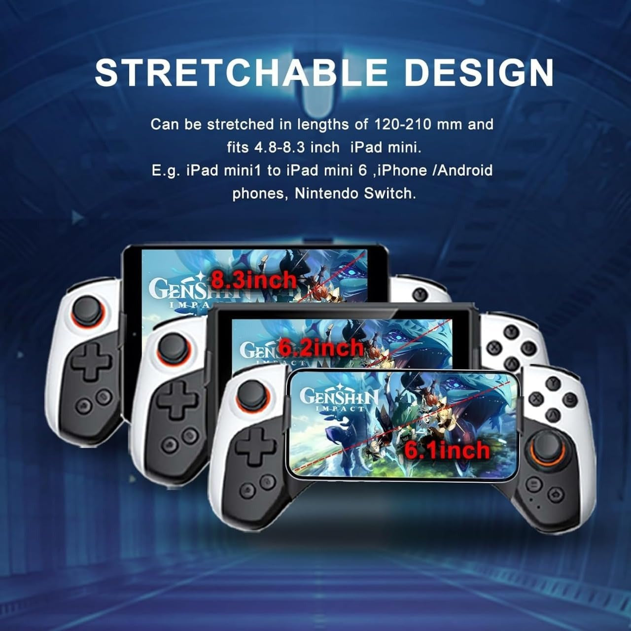 Cell Phone Game Controller Wireless Gaming Controller for iPhone Android PC Switch, Retractable Controller forApple Arcade MFi Games