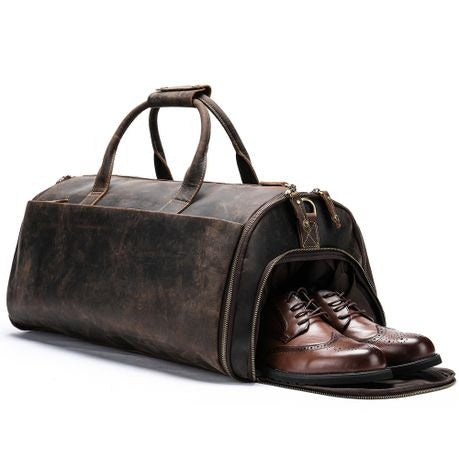 Genuine Leather Travel Duffel Bag Sports Gym Luggage Bag 4026