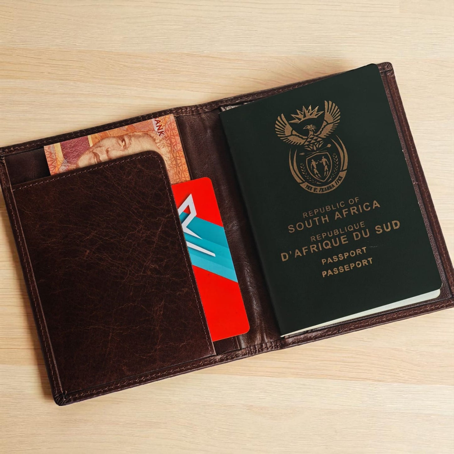 SACLASSY Genuine Leather Passport Holder Travel Wallet Men's Passport Holder
