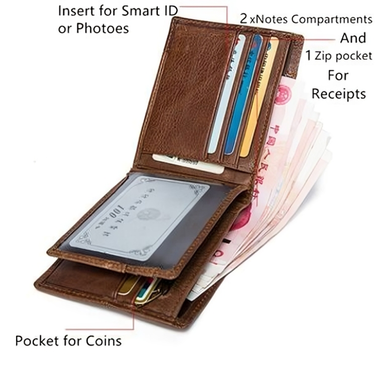 SACLASSY Genuine Leather Cowhide Wallet Coffee