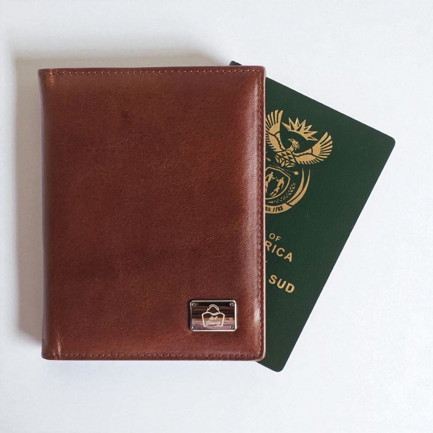 SACLASSY Genuine Leather Passport Holder Travel Wallet Men's Passport Holder