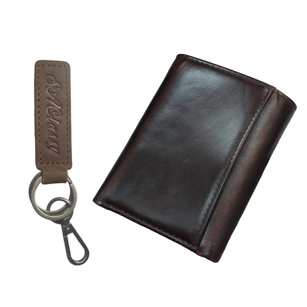 SACLASSY Genuine Leather Men's Women's Wallet with Genuine Leather Keyholder