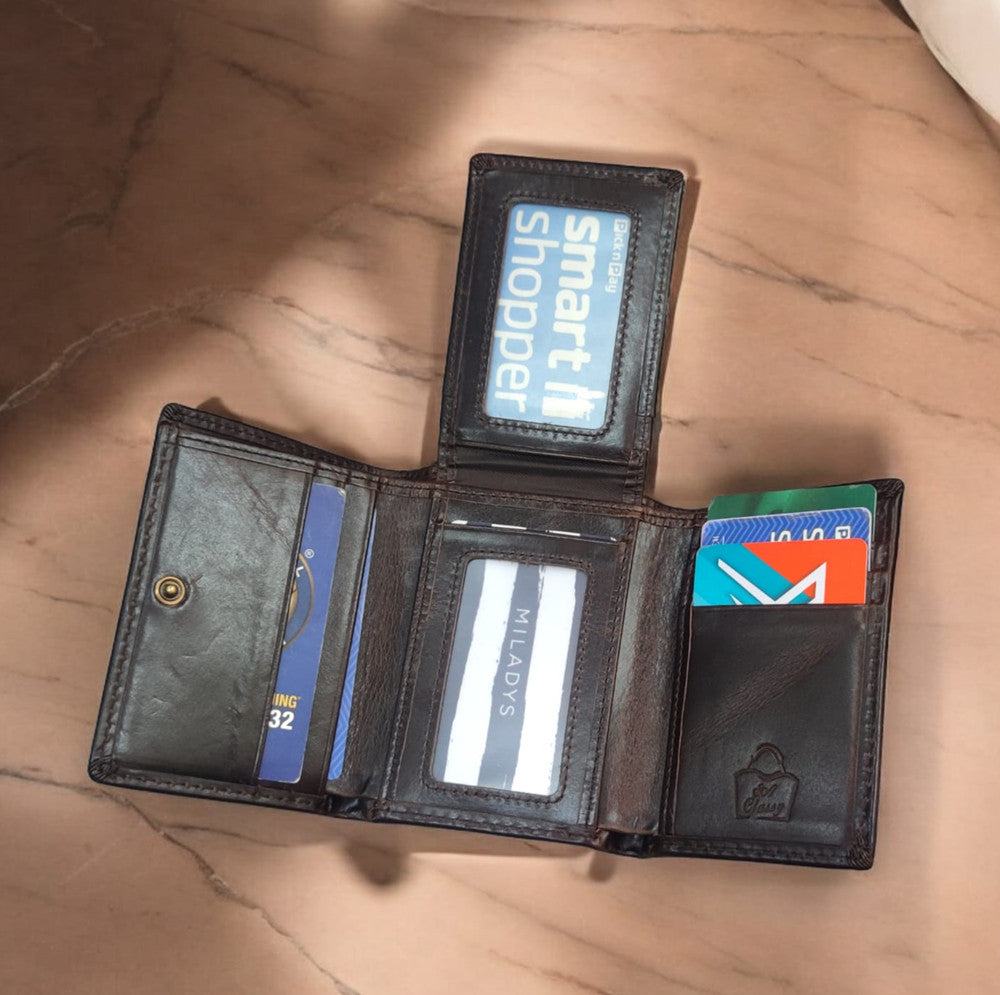 SACLASSY Genuine Leather Men's Women's Wallet with Genuine Leather Keyholder