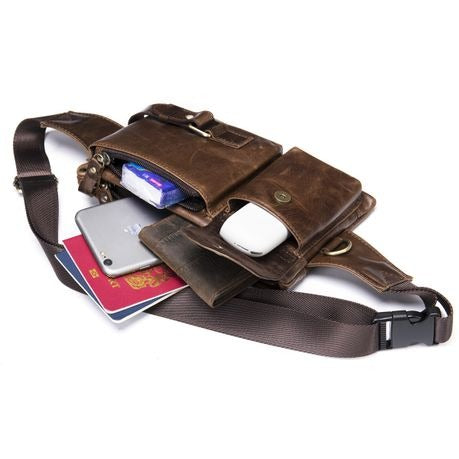 Genuine Leather Vintage Waist Bags Vintage Crossbody Hip Purse 9080