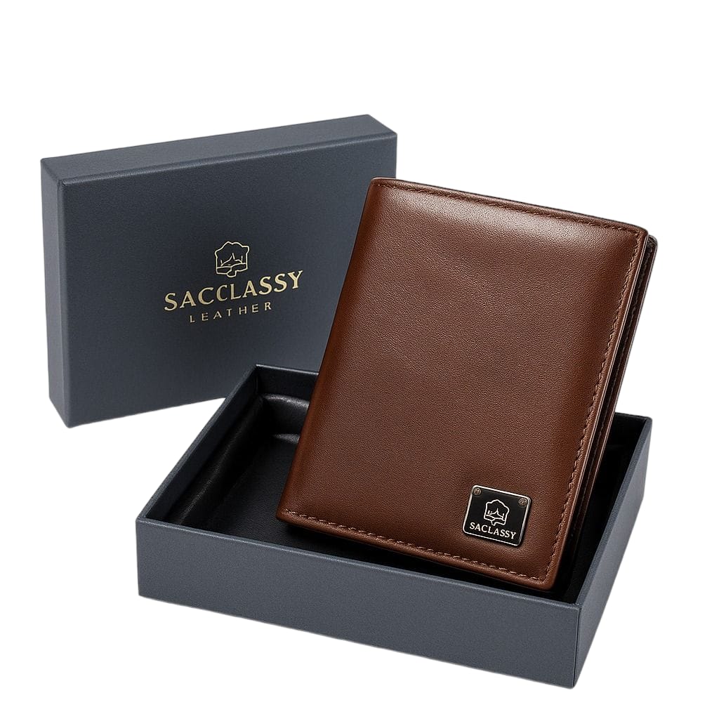 SACLASSY Genuine Leather Passport Holder Travel Wallet Men's Passport Holder