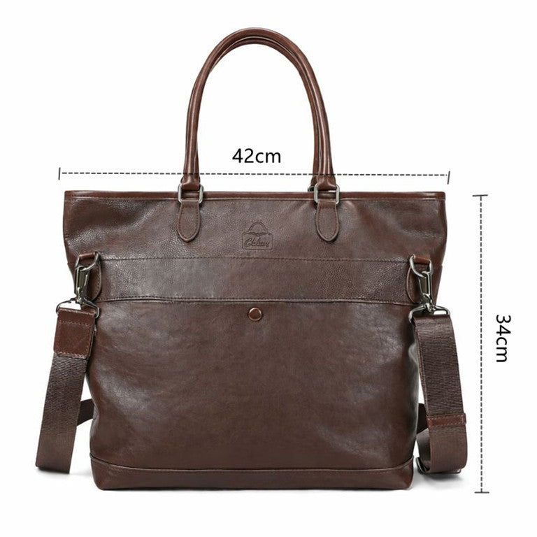 SACLASSY Genuine Leather Work Tote Bag for Men & Women – Large Business Briefcase with Shoulder Strap, Laptop Office Handbag, Vintage Brown Leather Messenger Carryall 7792