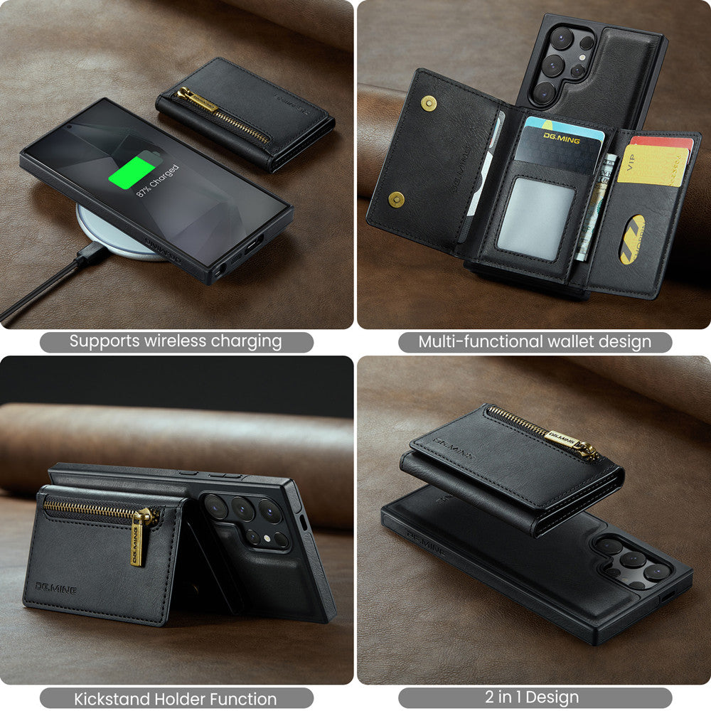 DG.MING Premium Detachable Leather Wallet Card Holder Case For Samsung Galaxy S24 Ultra