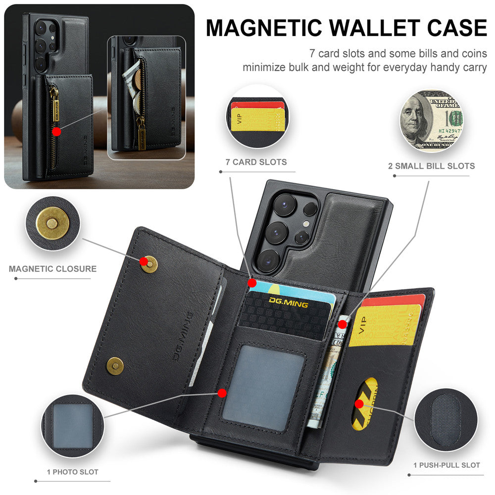 DG.MING Premium Detachable Leather Wallet Card Holder Case For Samsung Galaxy S24 Ultra