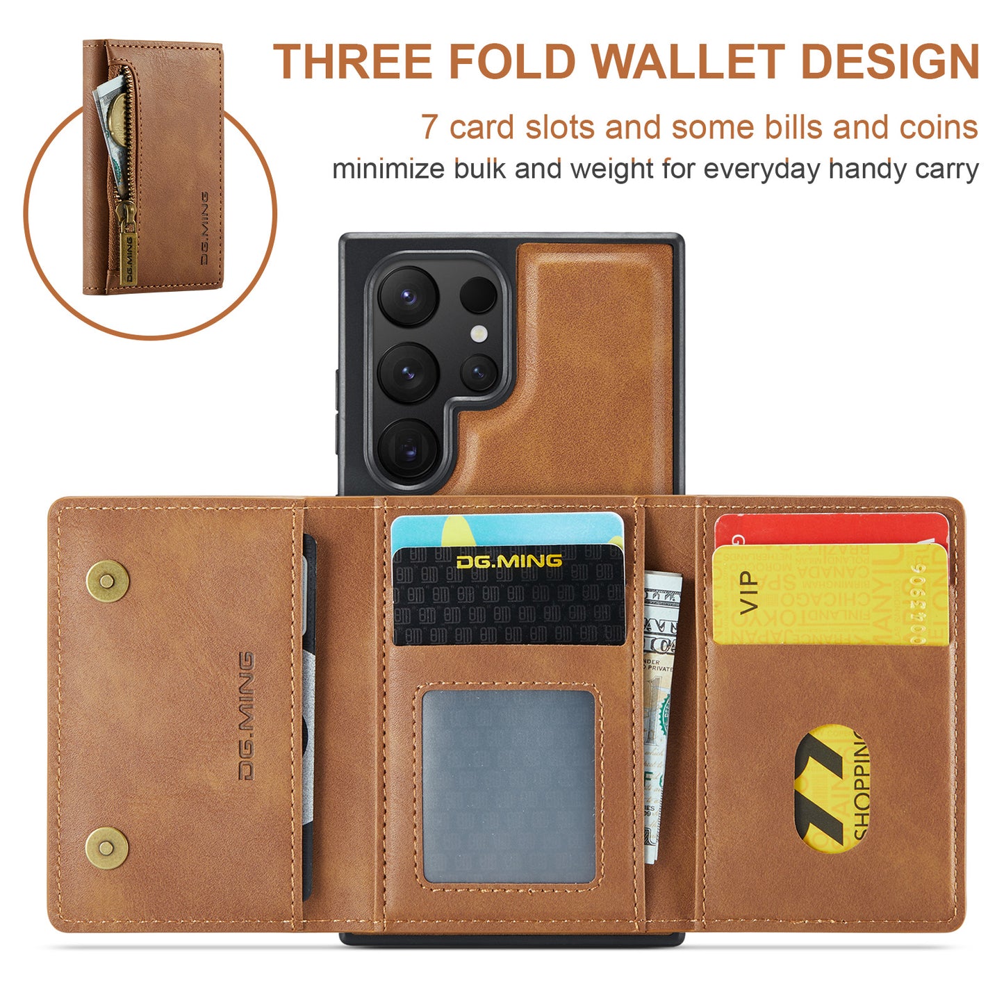 DG.MING Premium Detachable Leather Wallet Card Holder Case For Samsung Galaxy S24 Ultra