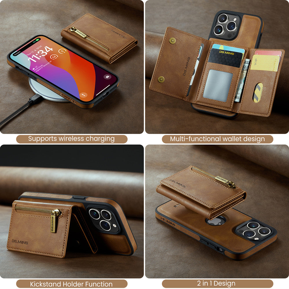 DG.MING Premium Detachable Leather Wallet Card Holder Case For Apple iPhone 14 Pro Max