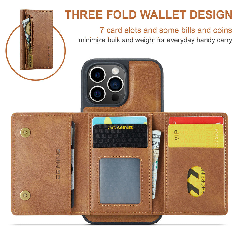 DG.MING Premium Detachable Leather Wallet Card Holder Case For Apple iPhone 14 Pro Max