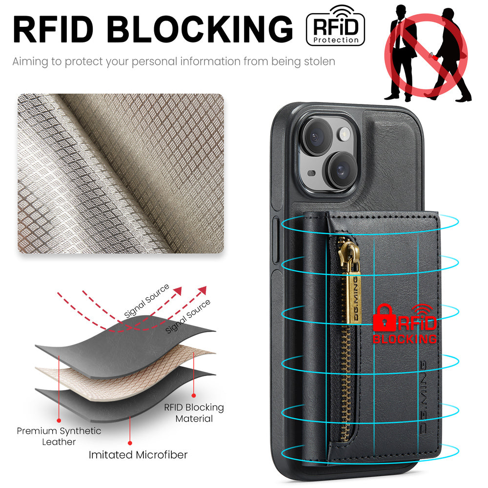 DG.MING Premium Detachable Leather Wallet Card Holder Case For iPhone 13