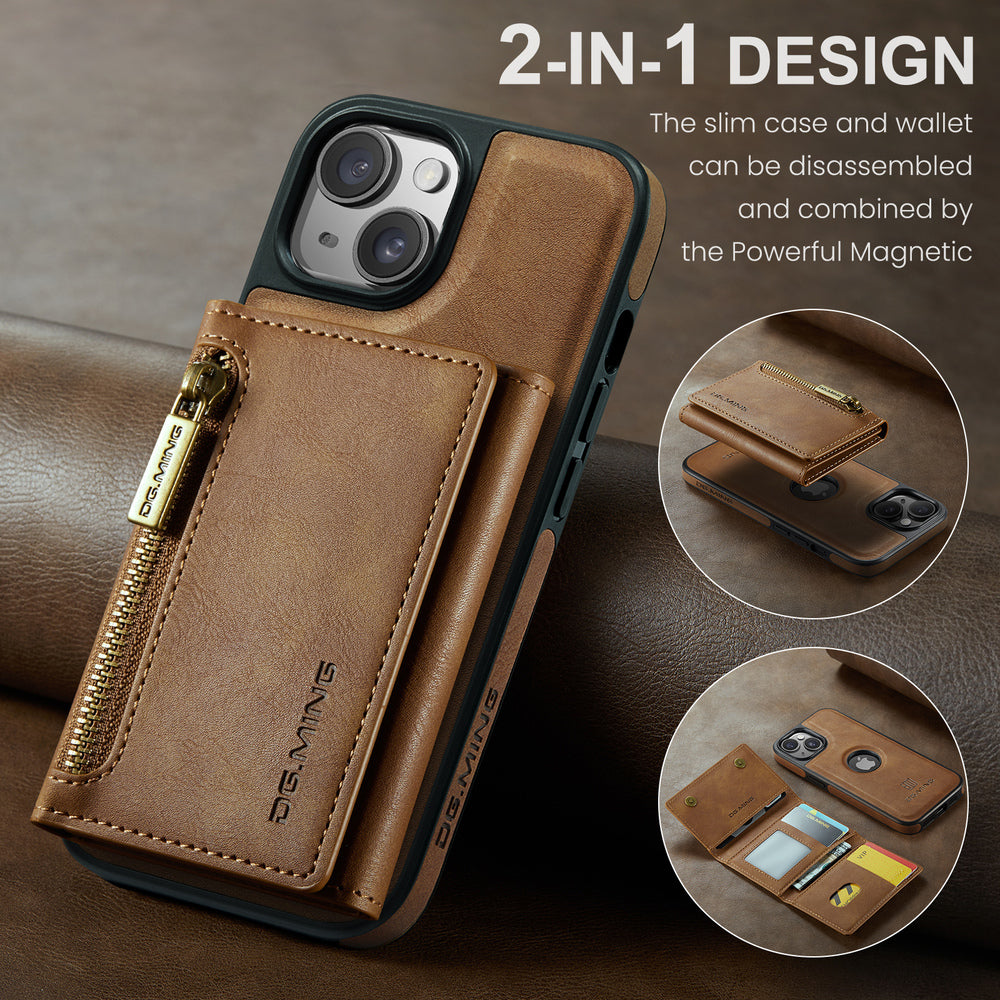 DG.MING Premium Detachable Leather Wallet Card Holder Case For iPhone 13