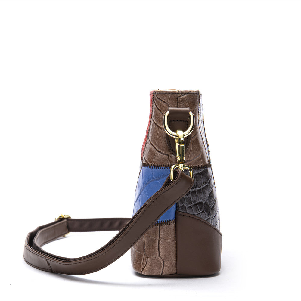 SACLASSY Genuine Leather Handmade Colorful Patchwork Shoulder Bag 7720