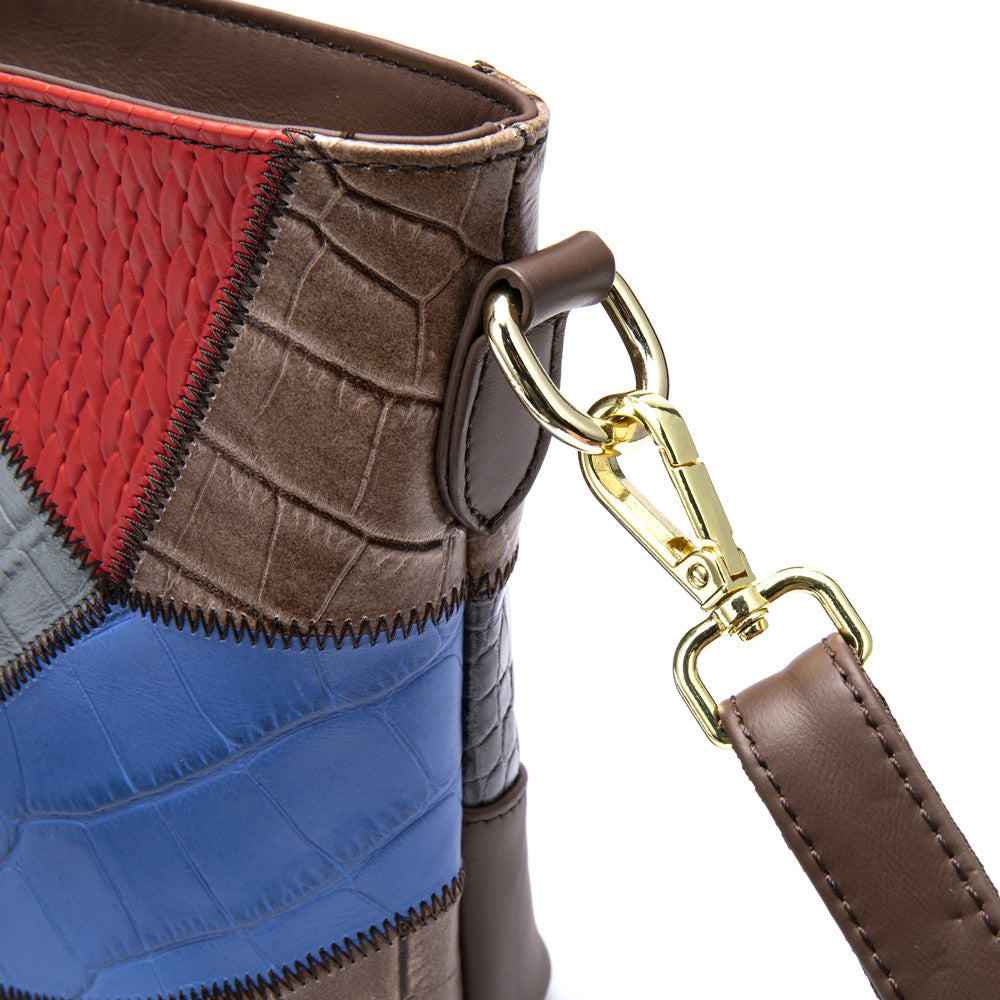 SACLASSY Genuine Leather Handmade Colorful Patchwork Shoulder Bag 7720