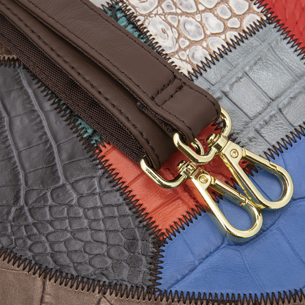 SACLASSY Genuine Leather Handmade Colorful Patchwork Shoulder Bag 7720