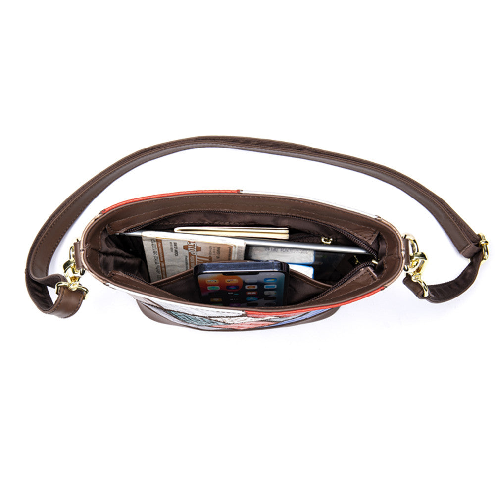 SACLASSY Genuine Leather Handmade Colorful Patchwork Shoulder Bag 7720
