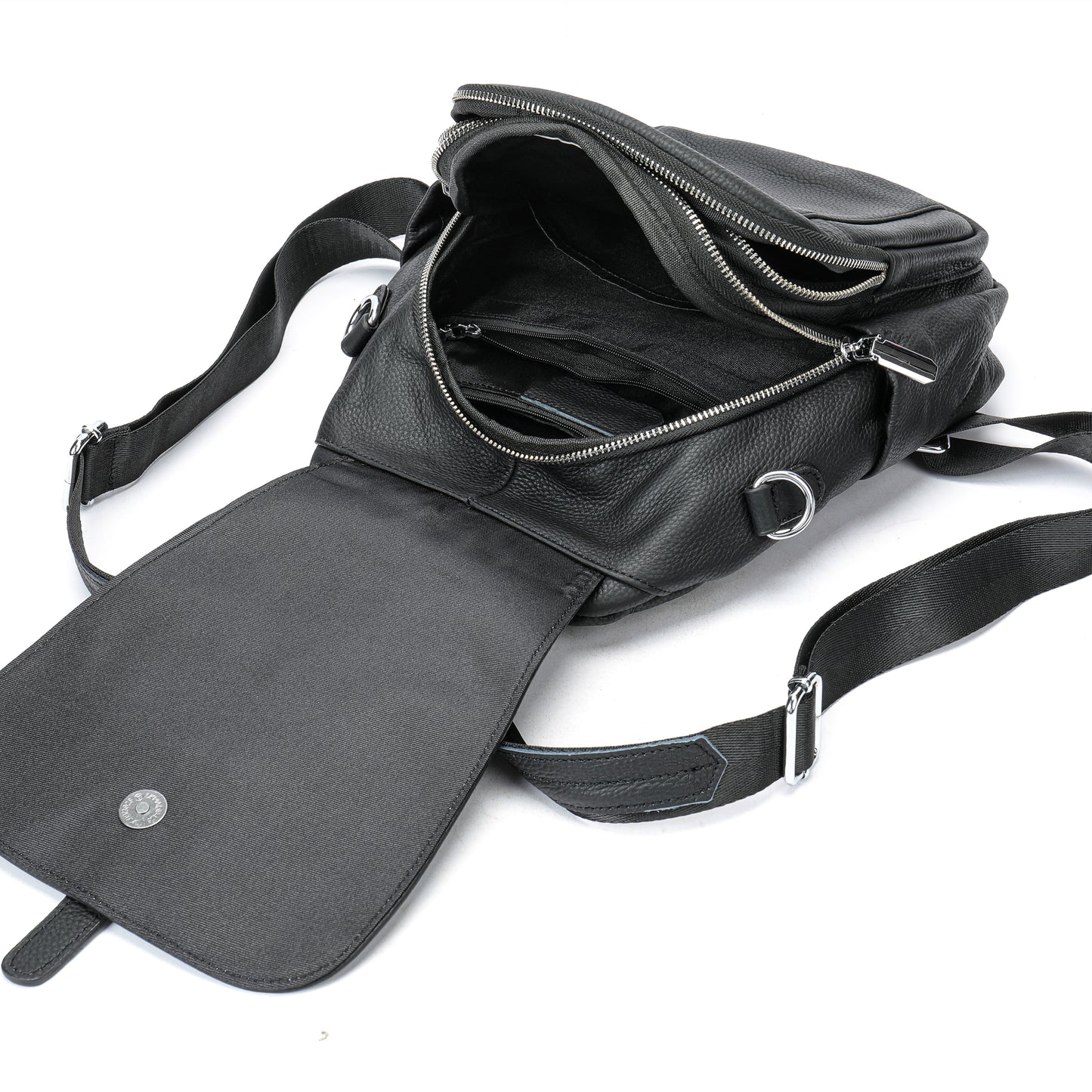 SACLASSY Genuine Leather Backpack Crossbody Shoulder Bag with Buckle Flap BG8121