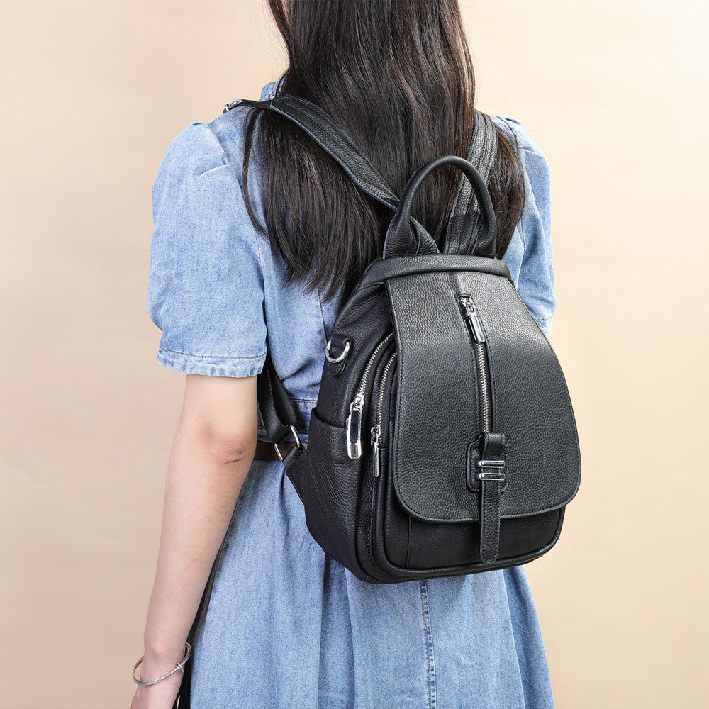 SACLASSY Genuine Leather Backpack Crossbody Shoulder Bag with Buckle Flap BG8121
