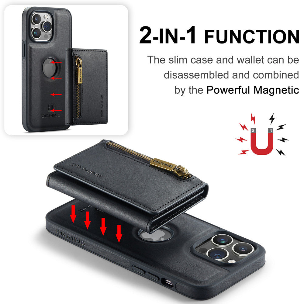 DG.MING Premium Detachable Leather Wallet Card Holder Case For Apple iPhone 14 Pro