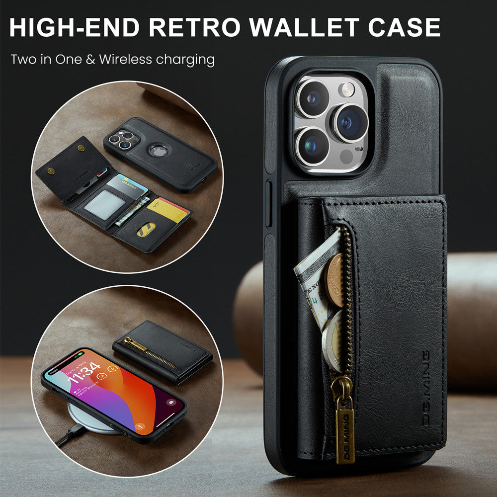 DG.MING Premium Detachable Leather Wallet Card Holder Case For Apple iPhone 14 Pro Max
