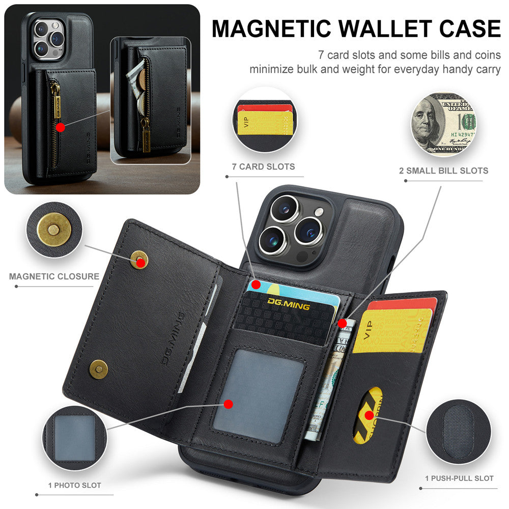 DG.MING Premium Detachable Leather Wallet Card Holder Case For Apple iPhone 14 Pro Max