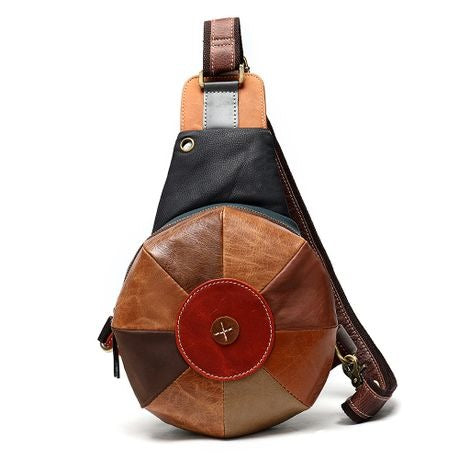 SACLASSY Genuine Leather Crossbody Messenger Shoulder Chest Bag With Strap -1607