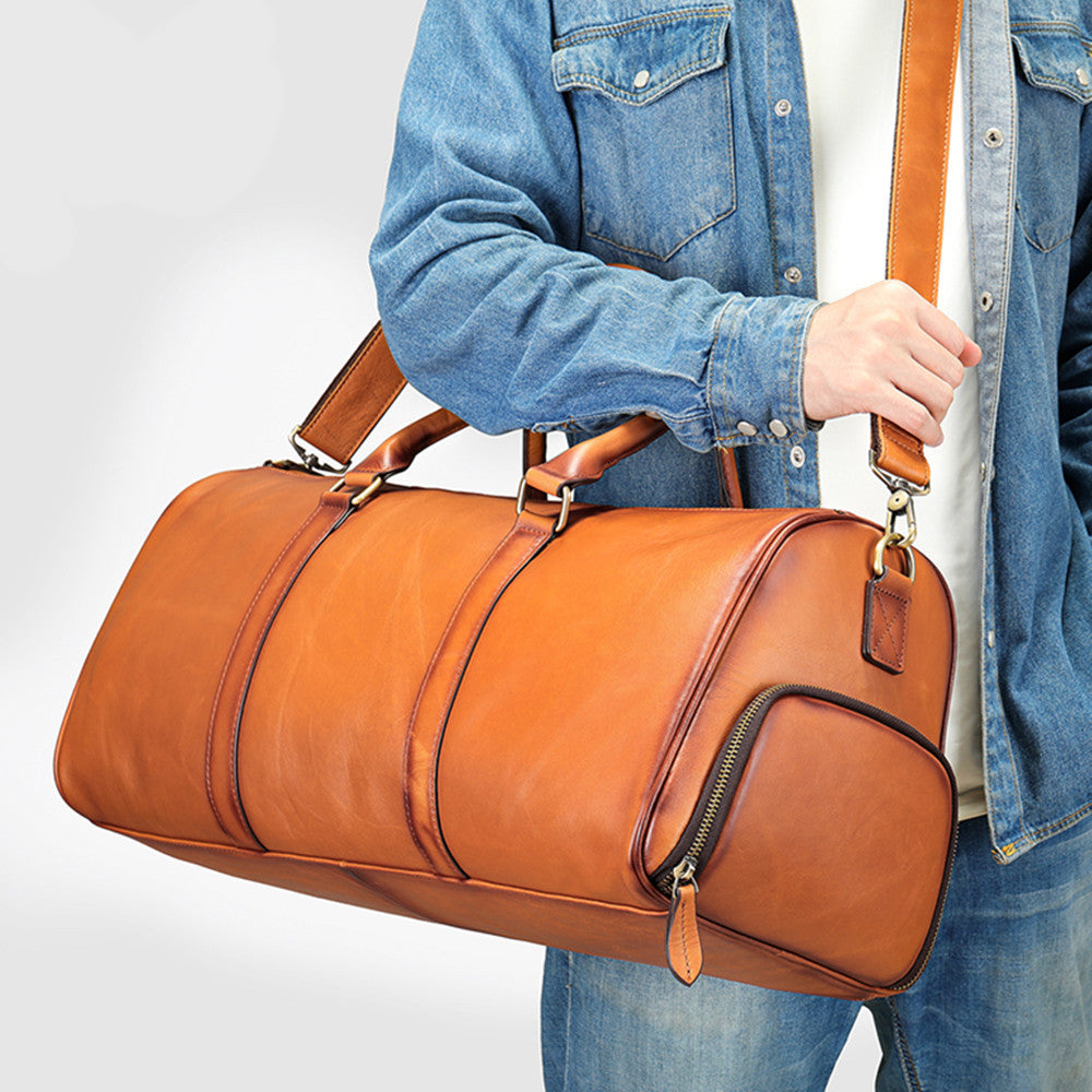 SACLASSY Genuine Leather Duffel Bag, Sport, Travel, Gym, Luggage Bag 4022