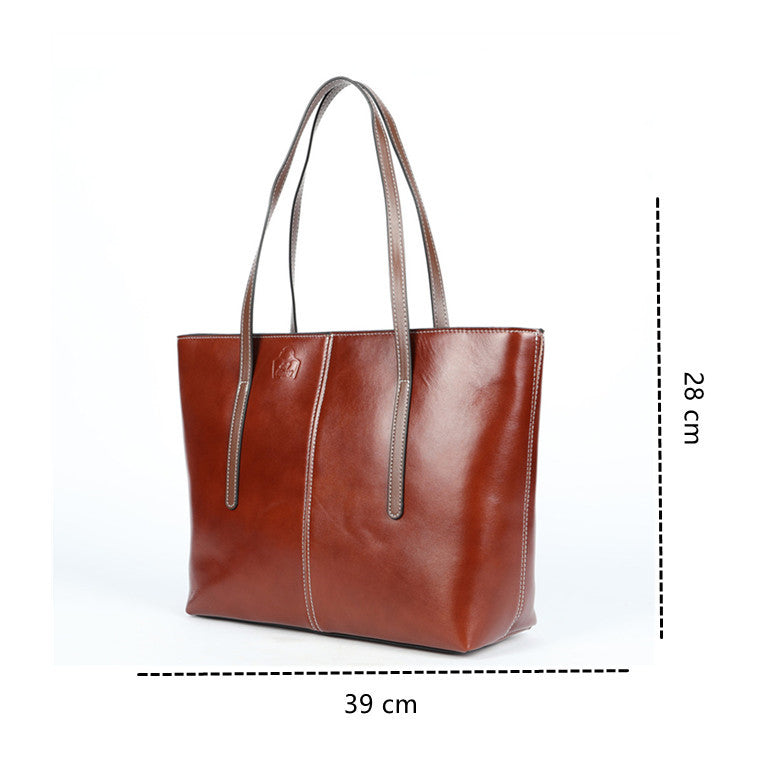 SACLASSY Genuine Leather Large Capacity Shoulder Tote Handbag 3001