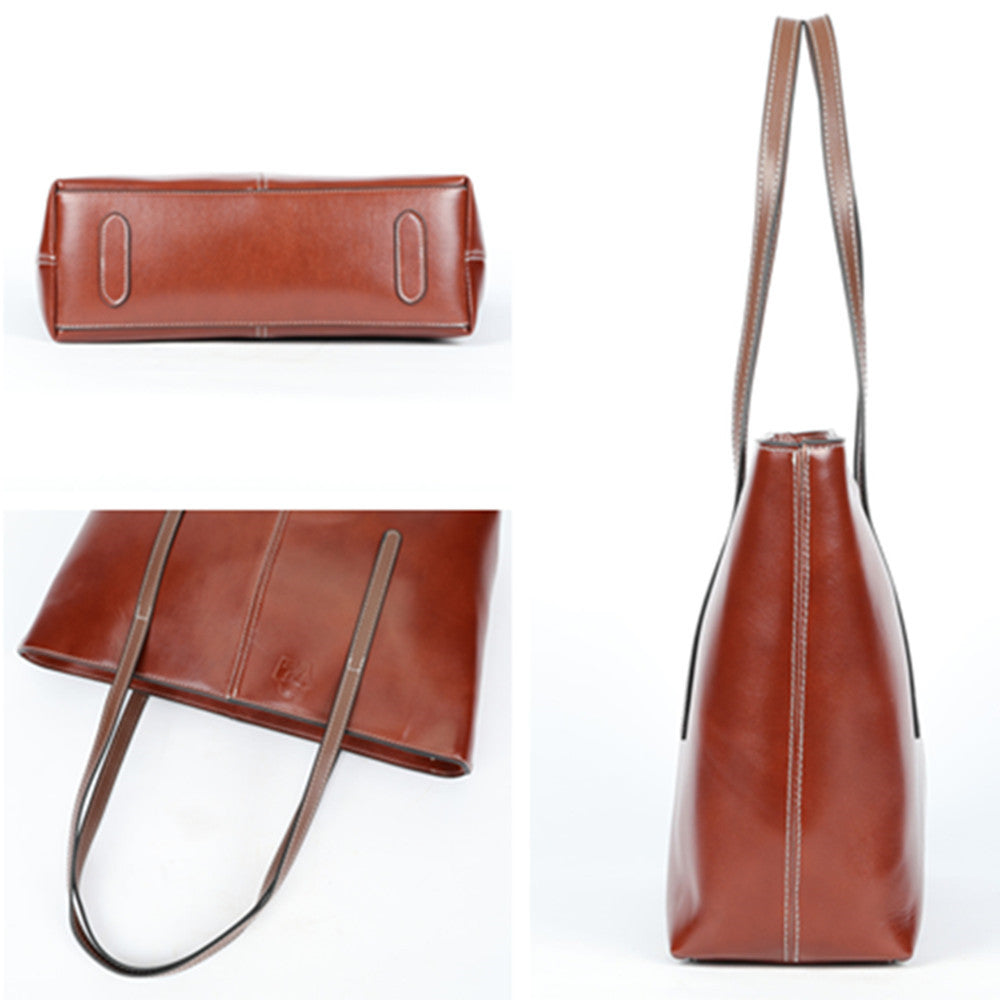 SACLASSY Genuine Leather Large Capacity Shoulder Tote Handbag 3001
