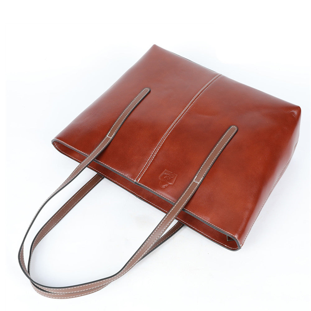 SACLASSY Genuine Leather Large Capacity Shoulder Tote Handbag 3001