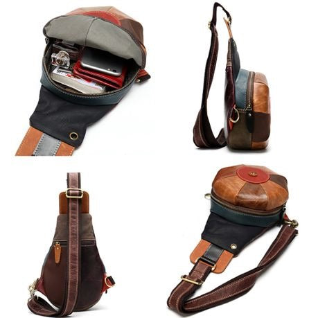 SACLASSY Genuine Leather Crossbody Messenger Shoulder Chest Bag With Strap -1607