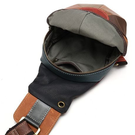 SACLASSY Genuine Leather Crossbody Messenger Shoulder Chest Bag With Strap -1607