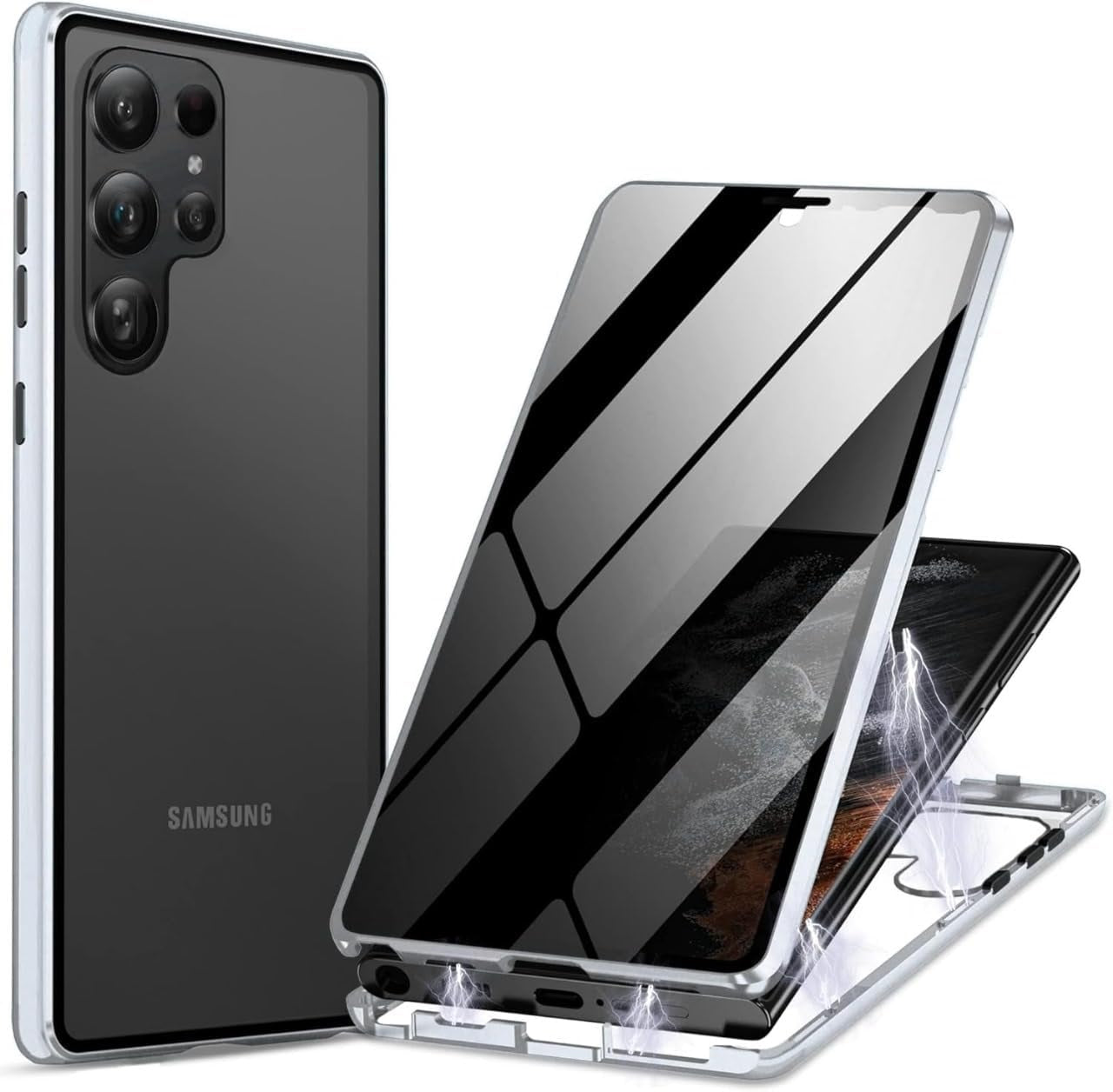 Magnetic Bumper Clear Glass Cover Case