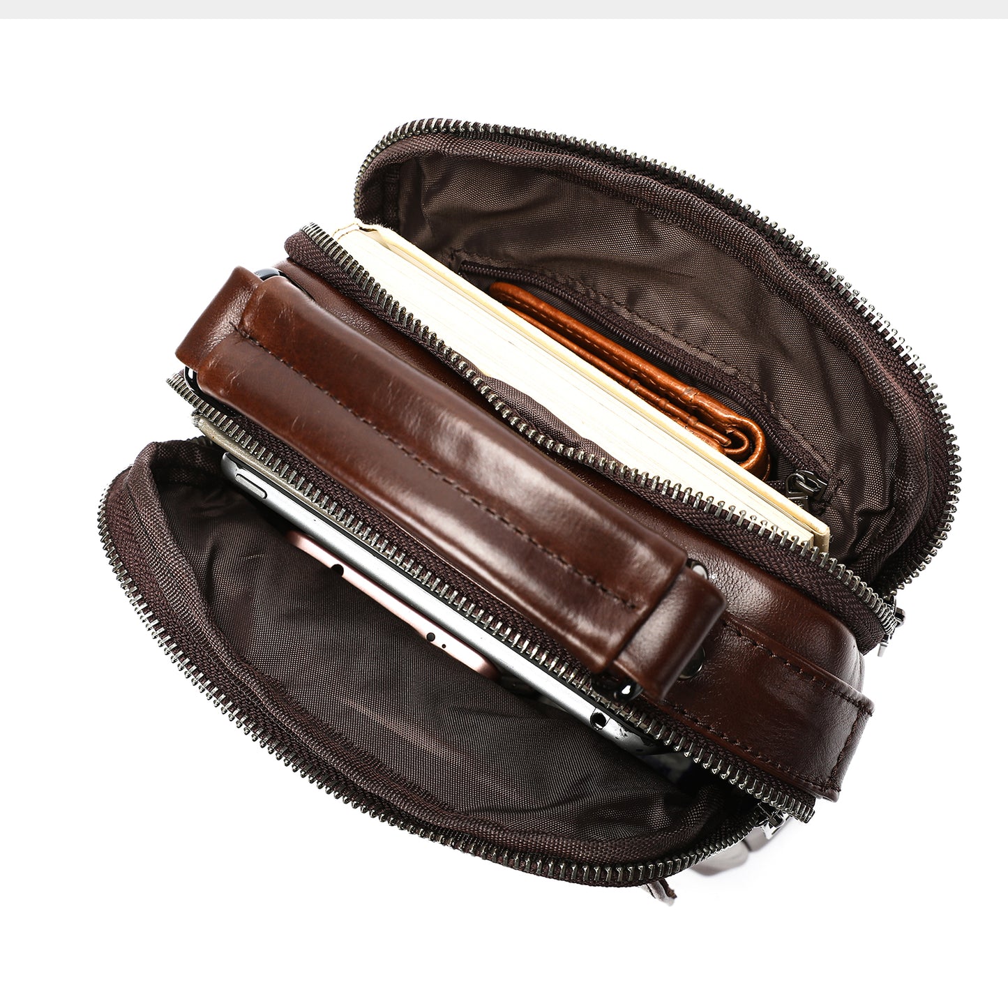 SACLASSY Genuine Leather Crossbody Bag for Men – Compact Shoulder Messenger Bag with Multiple Pockets, Adjustable Strap & Top Handle, Premium Everyday Travel Bag - 6266