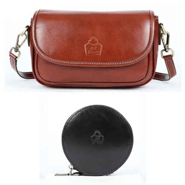 SACLASSY Genuine Leather Fashion Crossbody Handbag Shoulder Bag 9237 with Coin Wallet Purse