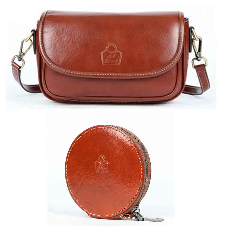 SACLASSY Genuine Leather Fashion Crossbody Handbag Shoulder Bag 9237 with Coin Wallet Purse