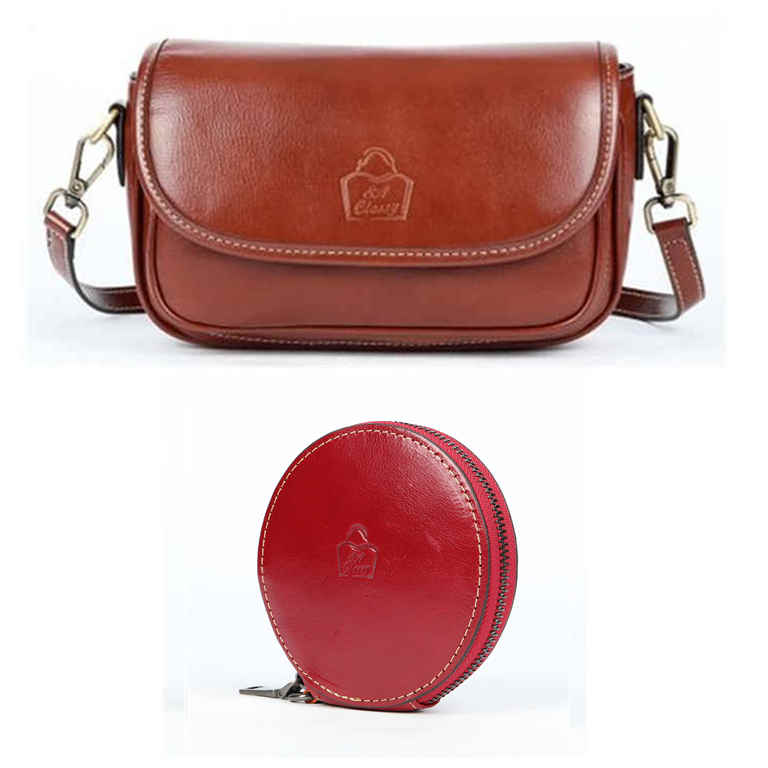 SACLASSY Genuine Leather Fashion Crossbody Handbag Shoulder Bag 9237 with Coin Wallet Purse