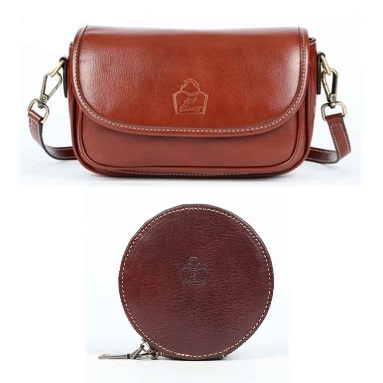 SACLASSY Genuine Leather Fashion Crossbody Handbag Shoulder Bag 9237 with Coin Wallet Purse
