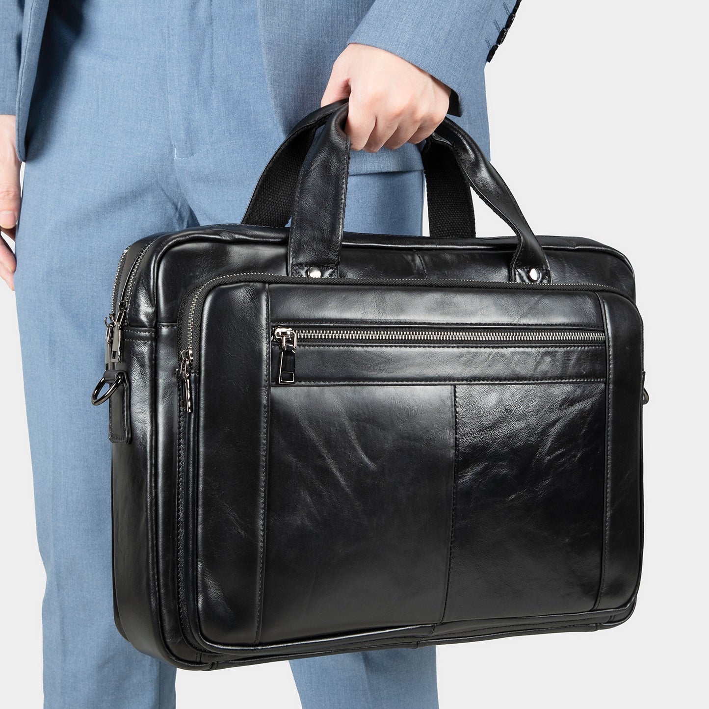 SACLASSY Genuine Leather Briefcase for Men – Premium Laptop Bag with Shoulder Strap, Business Work Bag with Multiple Compartments, Professional Office Messenger Bag 5079