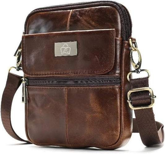 Genuine Leather Shoulder Bag Crossbody Bag Travel Messenger Bag - 7350