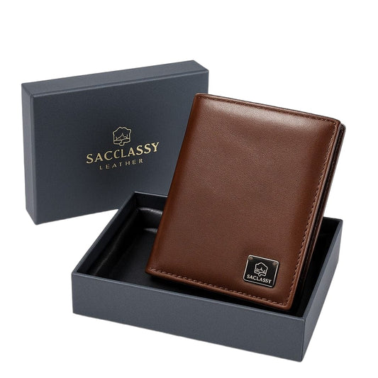 SACLASSY Genuine Leather Passport Holder Travel Wallet Men's Passport Holder