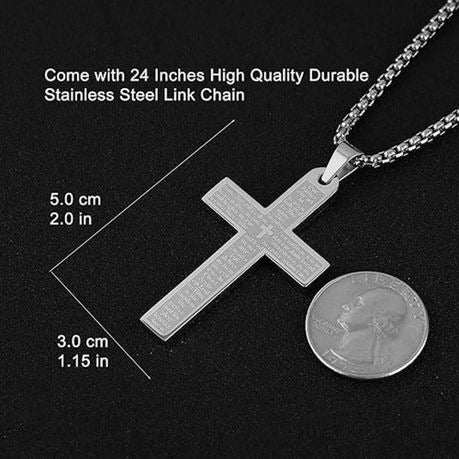 Men's Gift Set: Cross Necklace with Genuine Leather Wallet