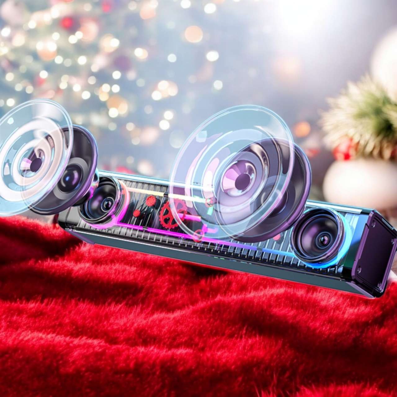 RGB Karaoke Bluetooth Speaker Sound Bar Wireless Mic HIFI Sound Transparent Audio with LED Light