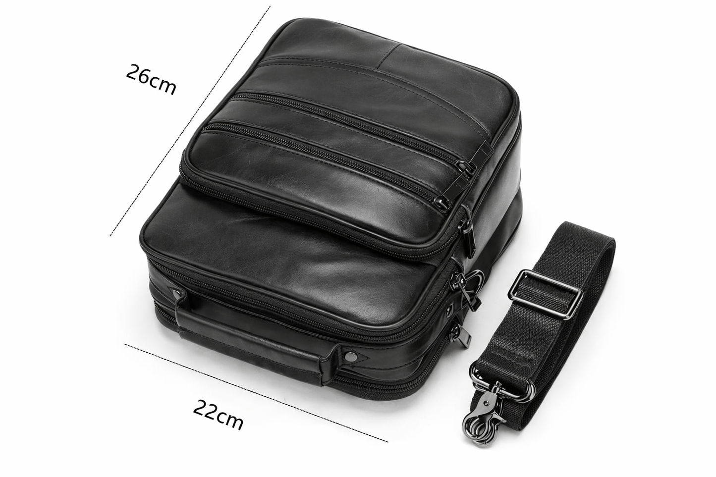 SACLASSY Genuine Leather Messenger Shoulder Crossbody Functional Bag 6199